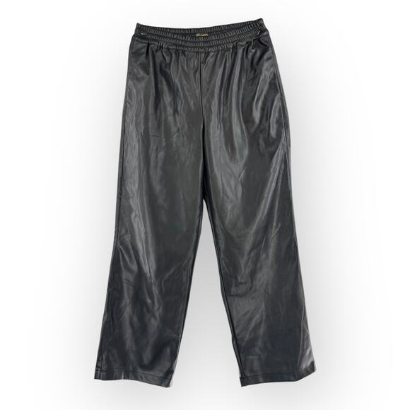 Faux Leather Classic Style Wide Leg Pants Black Pull-On Ladies Size M | Holiday - Picture 3 of 7